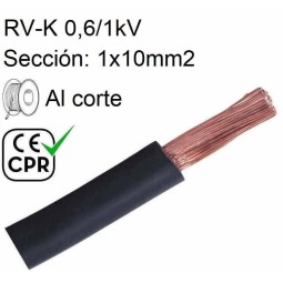 Cable 1000V 1x10mm2 flexible pvc RV-K 0.6/1KV CE CPR