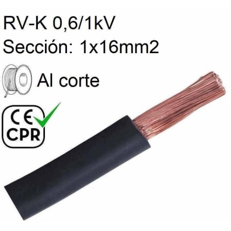 Cable 1000V 1x16mm2 flexible pvc RV-K 0.6/1KV CE CPR