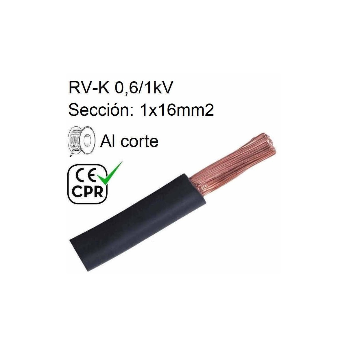 Cable 1000V 1x16mm2 flexible pvc RV-K 0.6/1KV CE CPR