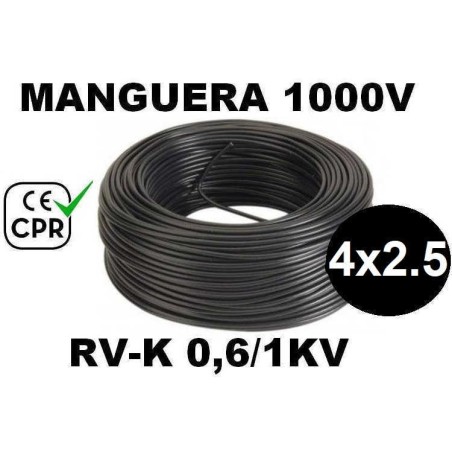 Manguera 1000v 4x2.5mm2 flexible pvc RV-K 0.6/1KV CE CPR 100 Metros