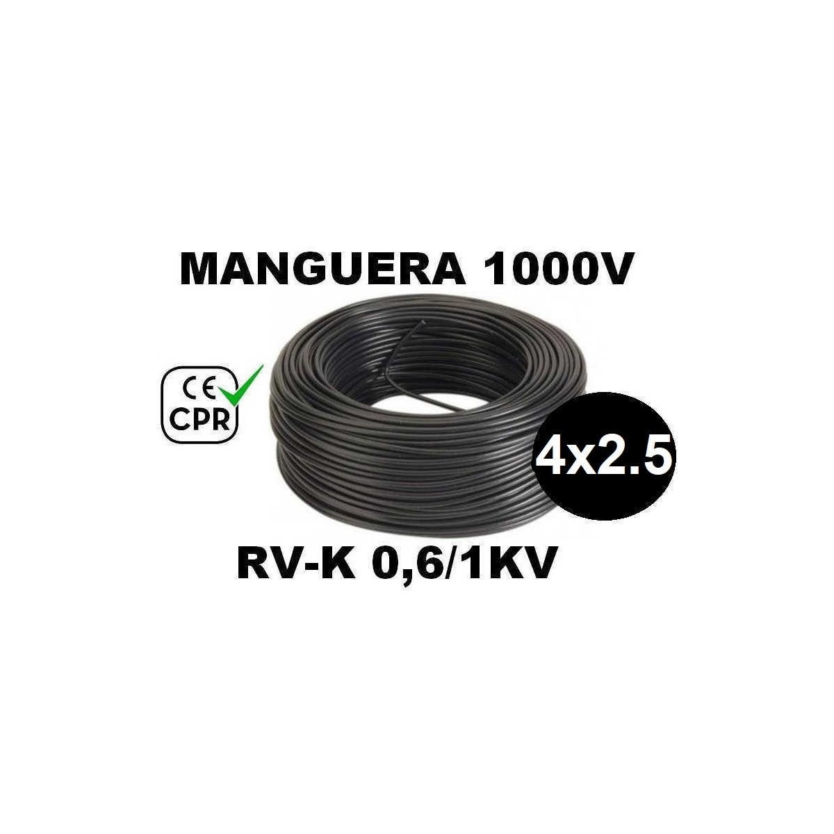 Manguera 1000v 4x2.5mm2 flexible pvc RV-K 0.6/1KV CE CPR 100 Metros