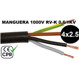 Manguera 1000v 4x2.5mm2 flexible pvc RV-K 0.6/1KV CE CPR