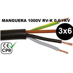 Manguera 1000v 3x6mm2 flexible pvc RV-K 0.6/1KV CE CPR