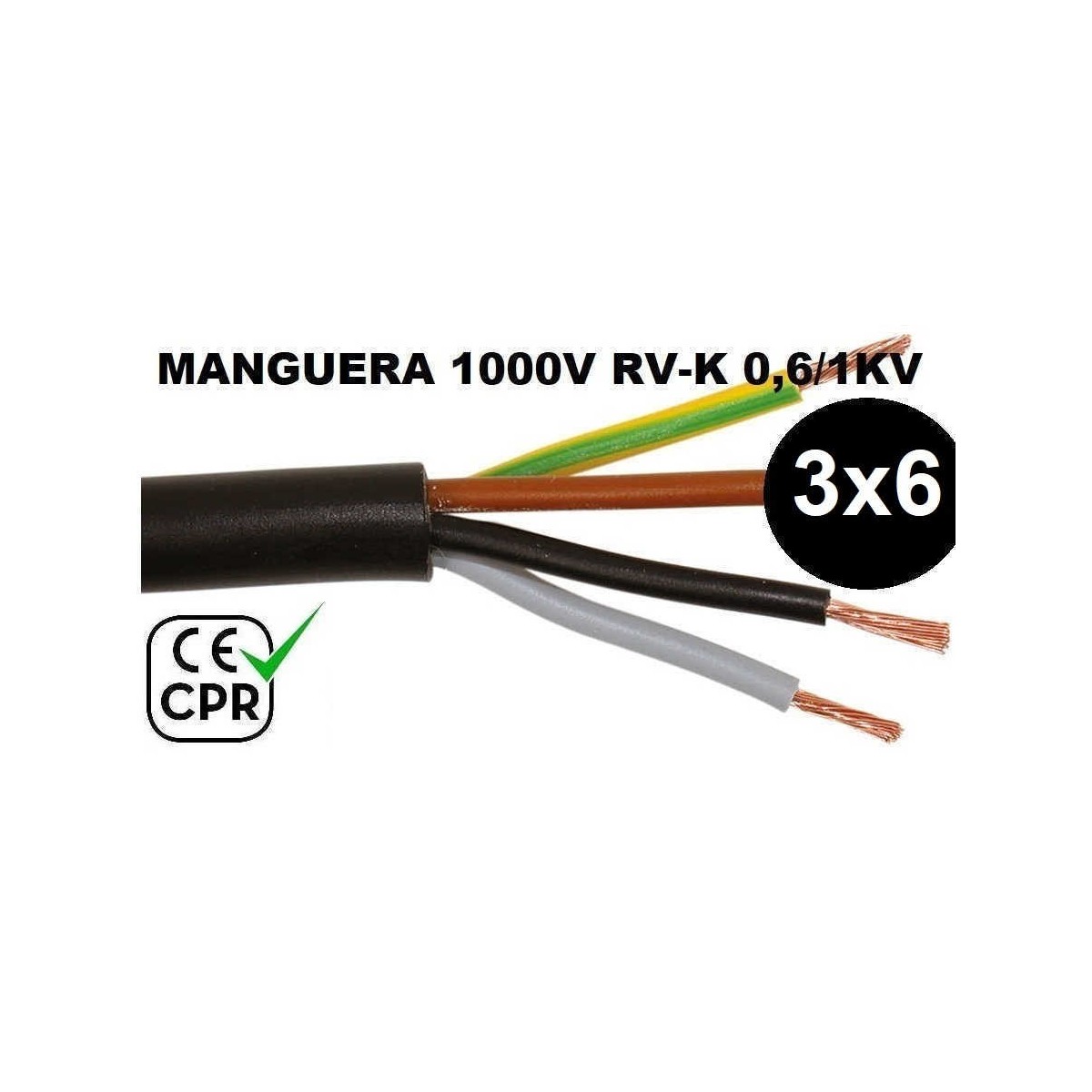 Manguera 1000v 3x6mm2 flexible pvc RV-K 0.6/1KV CE CPR