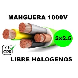 Manguera 1000v 2x2.5mm2 flexible libre halogenos RZ1-K AS 0.6/1KV CE CPR