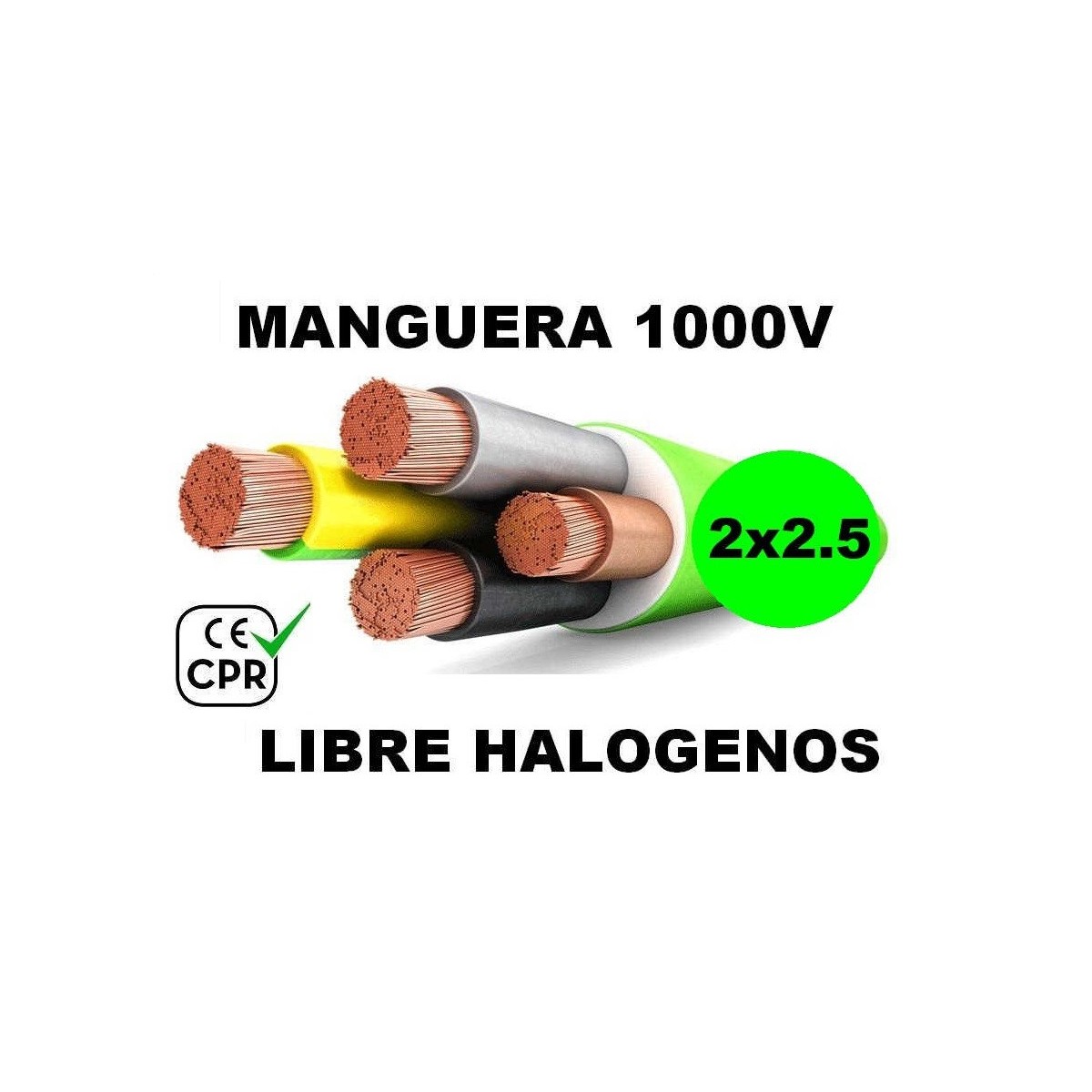 Manguera 1000v 2x2.5mm2 flexible libre halogenos RZ1-K AS 0.6/1KV CE CPR