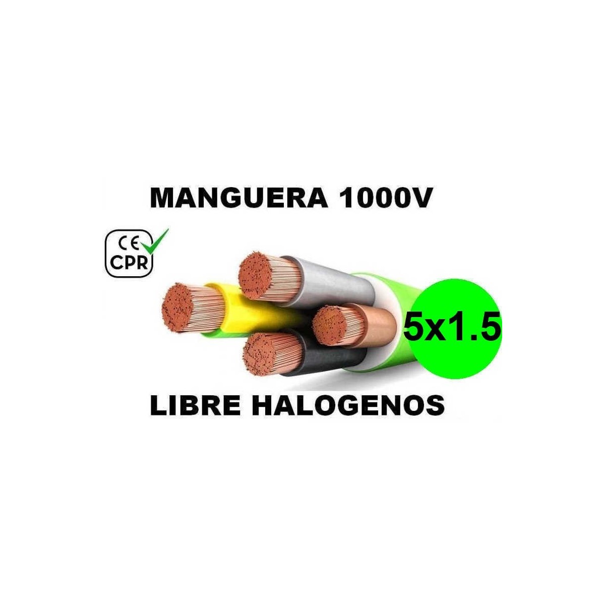 Manguera 1000v 5x1.5mm2 flexible libre halogenos RZ1-K AS 0.6/1KV CE CPR