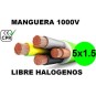 Manguera 1000v 5x1.5mm2 flexible libre halogenos RZ1-K AS 0.6/1KV CE CPR