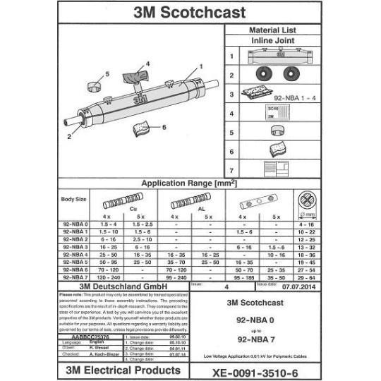 Kit empalme recto resina para manguera de 3x2.5 a 4x10mm2 3M Scotchcast 92NBA1