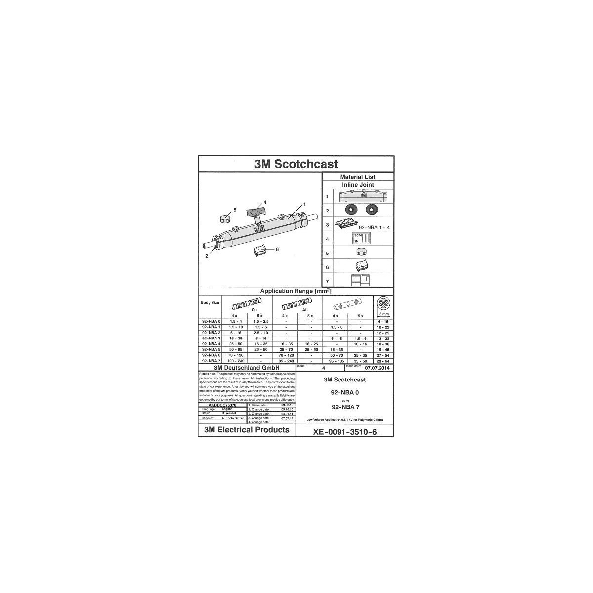 Kit empalme recto resina para manguera de 3x1.5 a 4x4mm2 3M Scotchcast 92NBA0