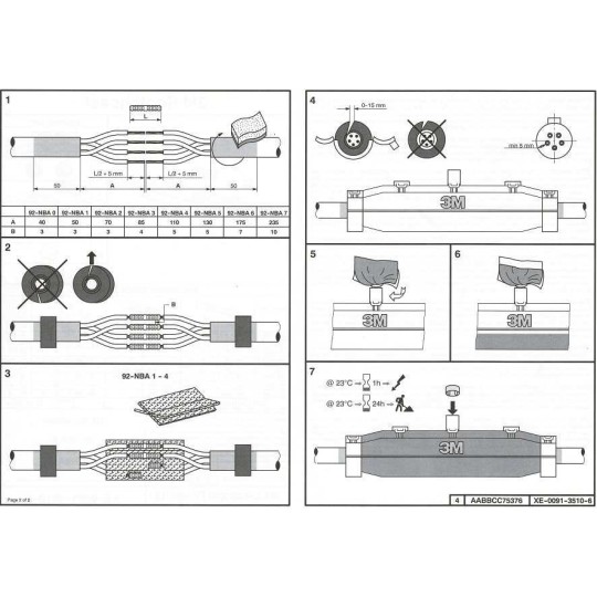 Kit empalme recto resina para manguera de 3x4 a 4x16mm2 3M Scotchcast 92NBA2
