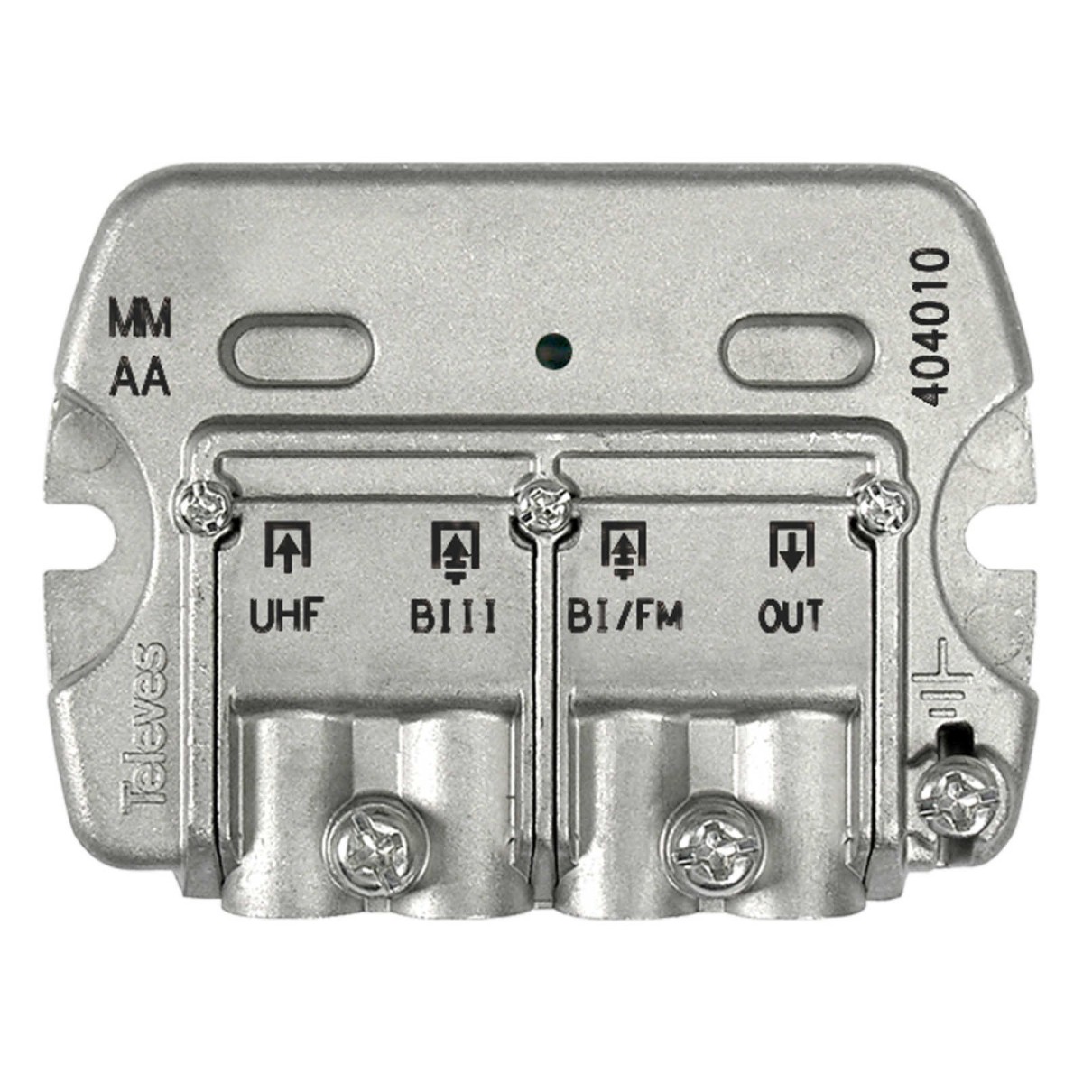 Mezclador terrestre mastil 3 entradas BI/FM-BIII/DAB-UHF(dc) Televes 404010