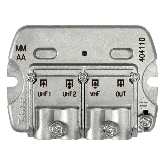 Mezclador terrestre mastil 3 entradas VHF/UHF/UHF Televes 404110