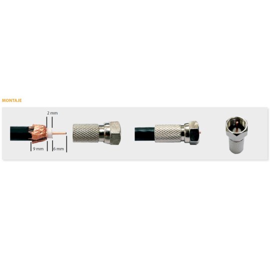 Conector roscado F para cable antena coaxial Televes 4171