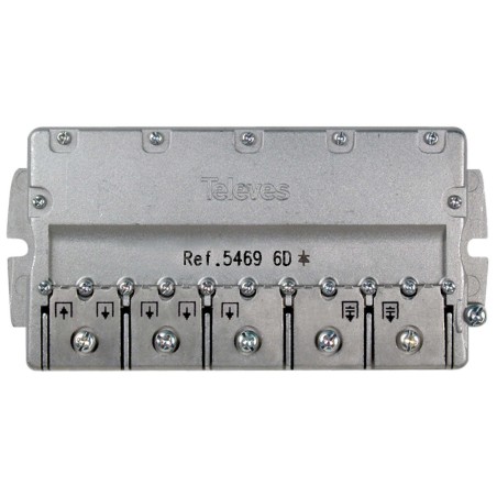 Repartidor 6 direcciones 5/2400 11/14db conector F Televes 5469