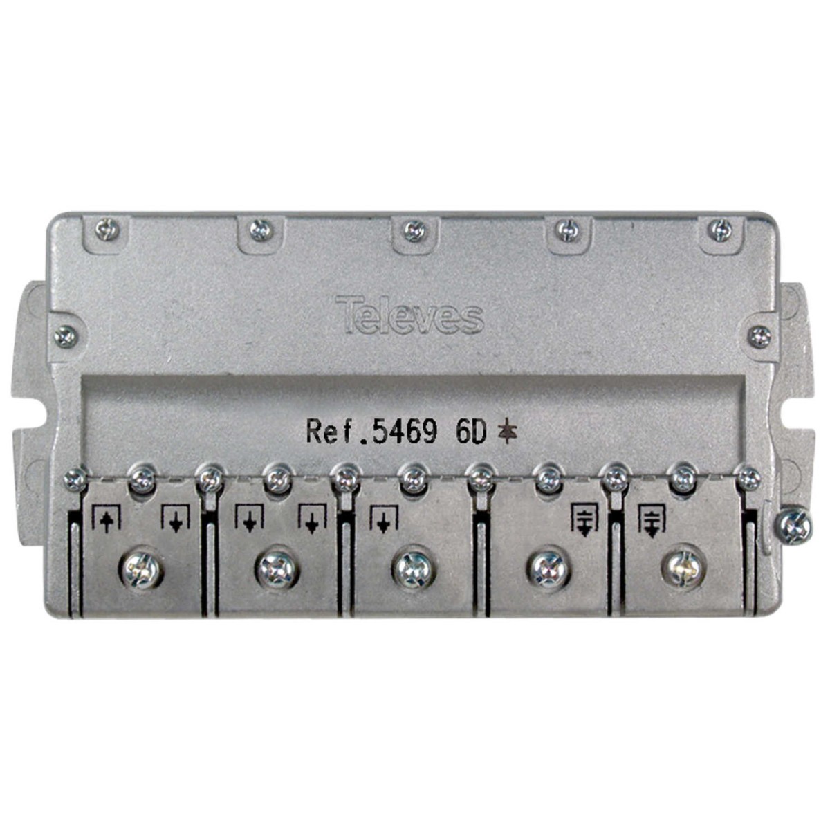 Repartidor 6 direcciones 5/2400 11/14db conector F Televes 5469