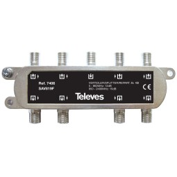Repartidor 8 direcciones 5/2300 13/18db conector F Televes 7406