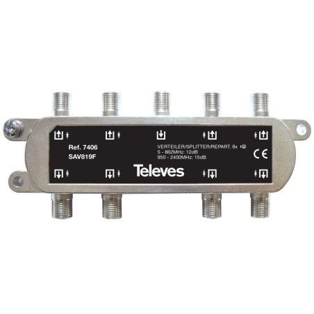 Repartidor 8 direcciones 5/2300 13/18db conector F Televes 7406