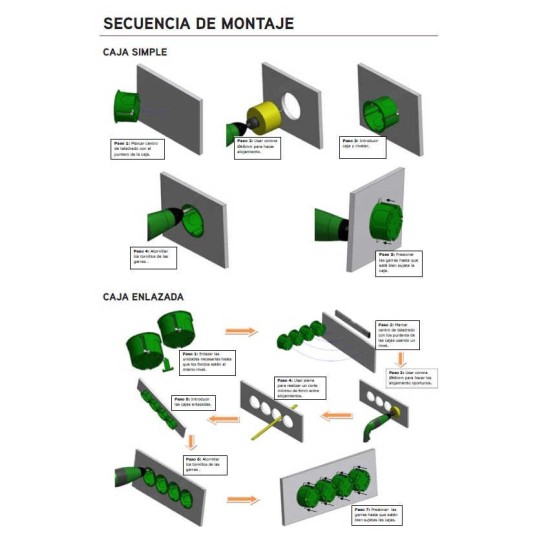 Caja universal enlazable 1 elemento para empotrar en pladur Seavi