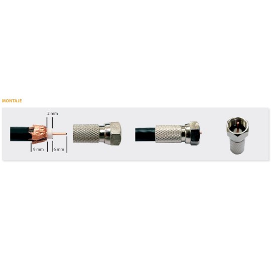 Conector roscado F para cable antena coaxial