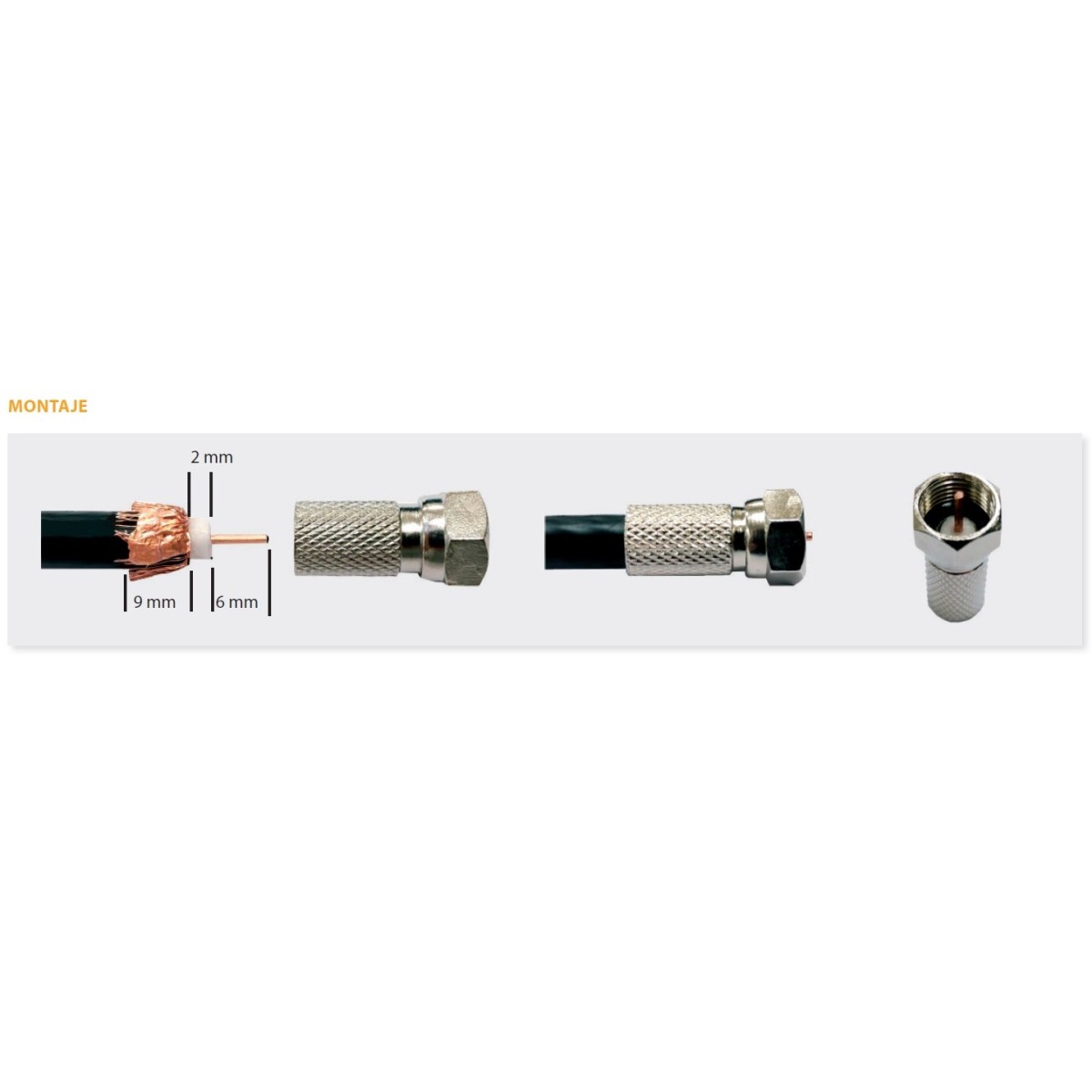 Conector roscado F para cable antena coaxial