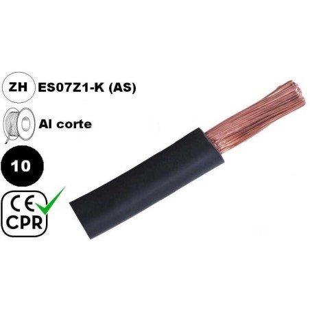 Cable flexible 1x10mm2 negro libre halogenos 750v CE CPR