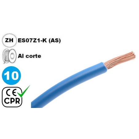 Cable flexible 1x10mm2 azul libre halogenos 750v CE CPR