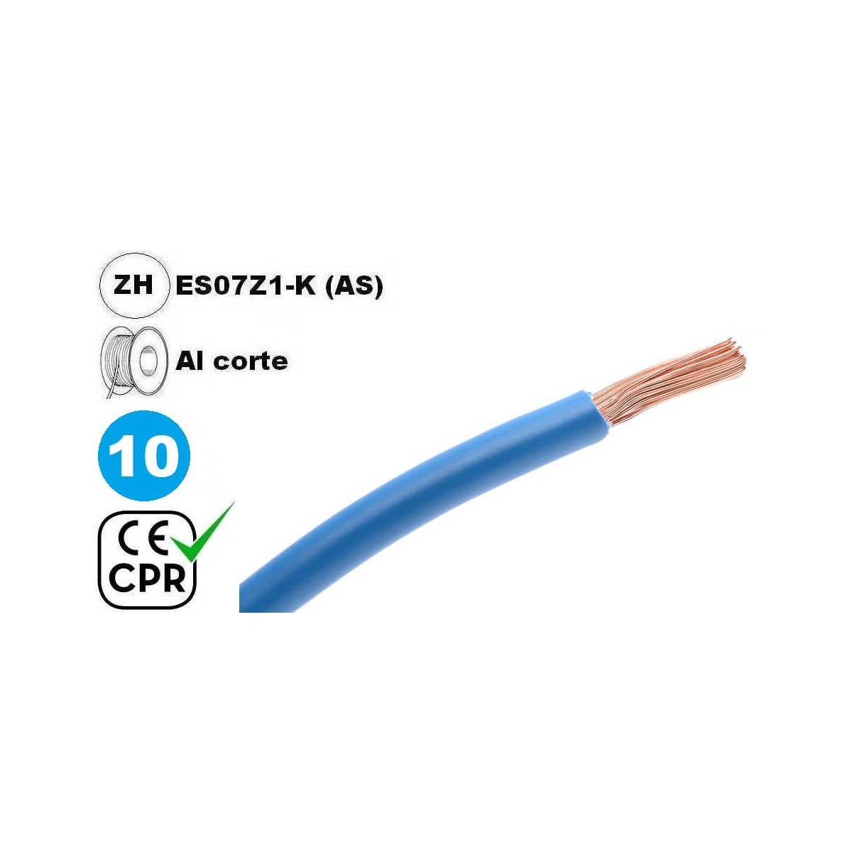 Cable flexible 1x10mm2 azul libre halogenos 750v CE CPR