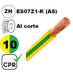 Cable flexible 1x10mm2 tierra libre halogenos 750v CE CPR
