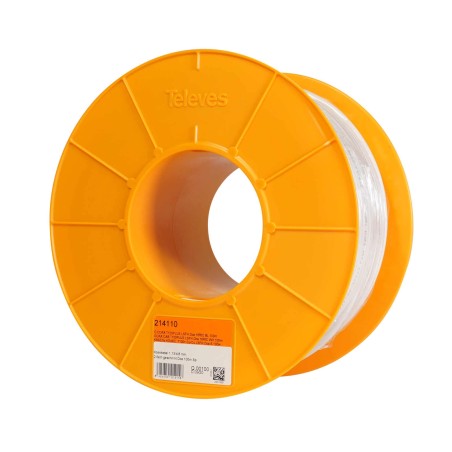 Cable antena tv coaxial blanco LSFH T100 PLUS  Televes 214110 100 Metros