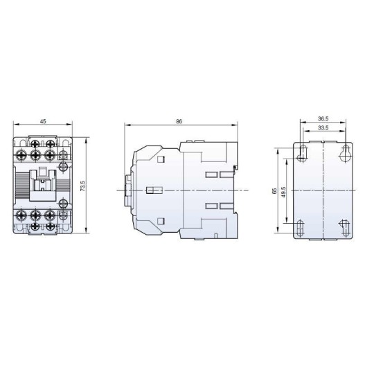 Contactor riel 3 polos 400V 12Amp 1NA 1NC Bobina 230Vac Ls