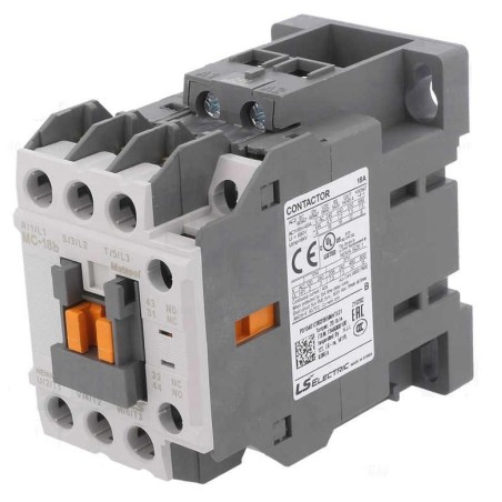Contactor riel 3 polos 400V 18Amp 1NA 1NC Bobina 230Vac Ls