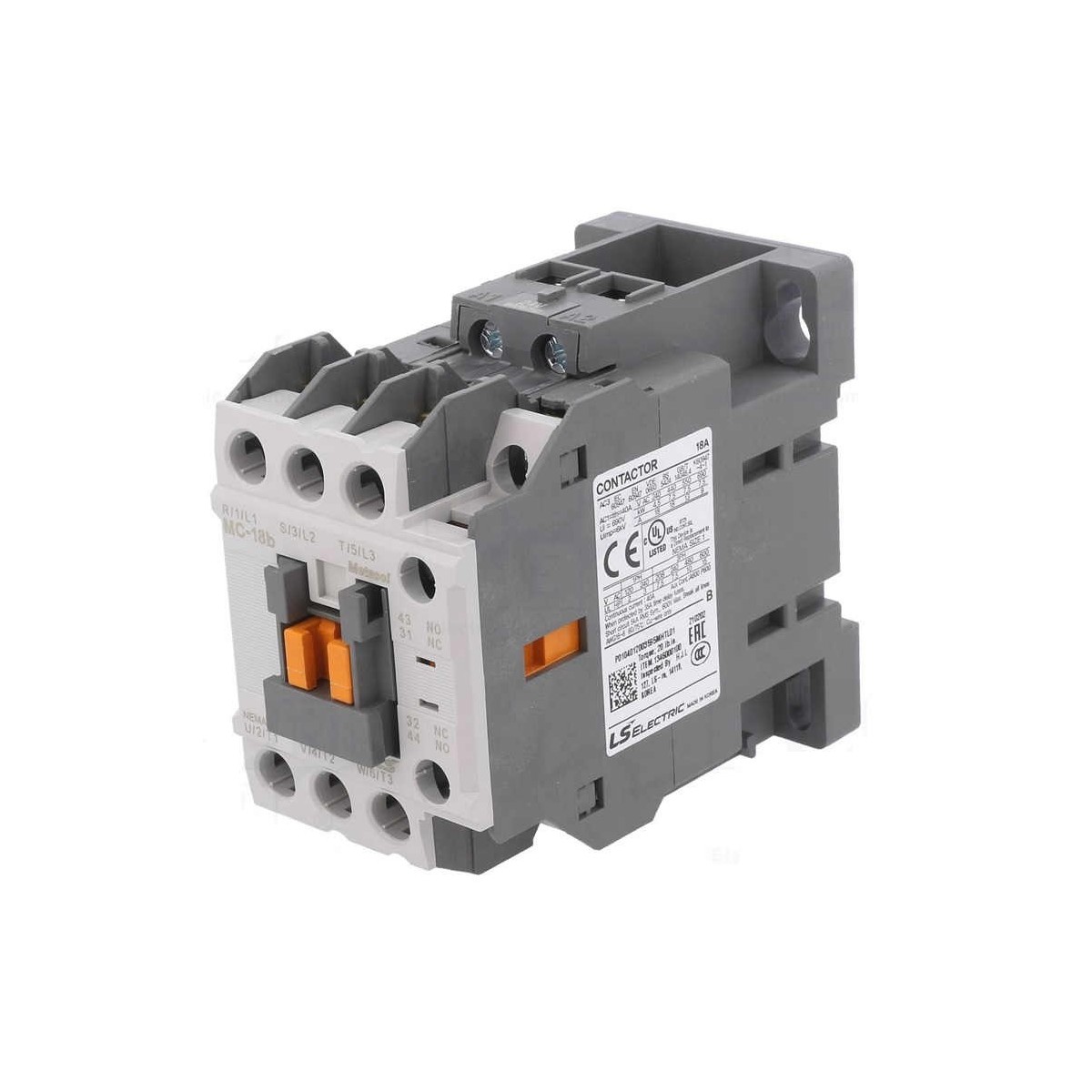 Contactor riel 3 polos 400V 18Amp 1NA 1NC Bobina 230Vac Ls