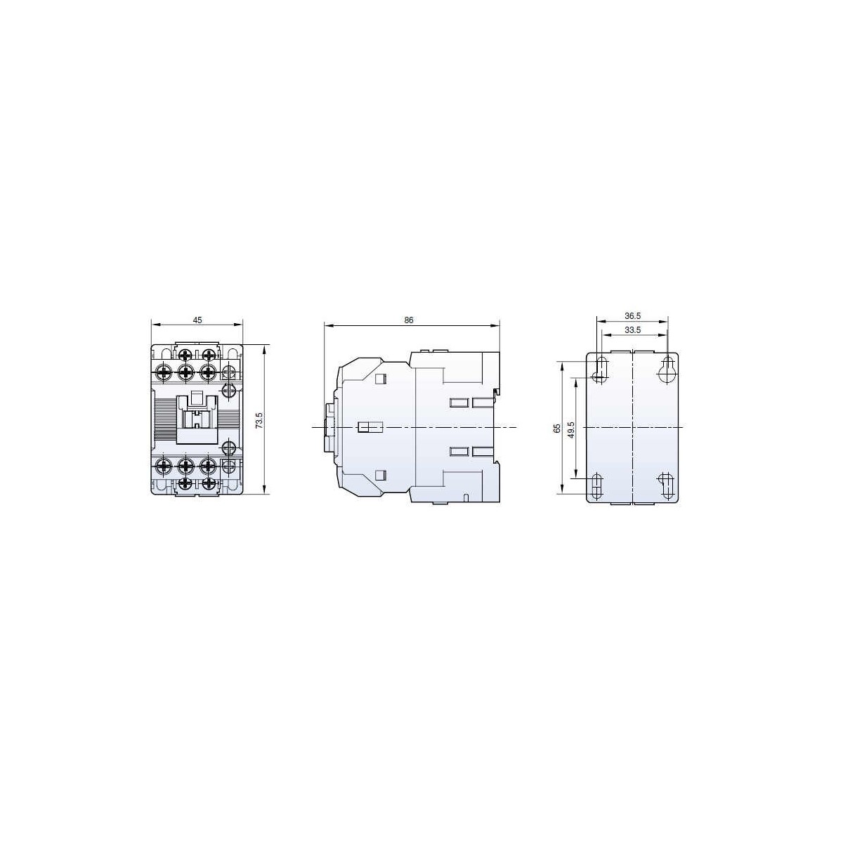 Contactor riel 3 polos 400V 18Amp 1NA 1NC Bobina 230Vac Ls