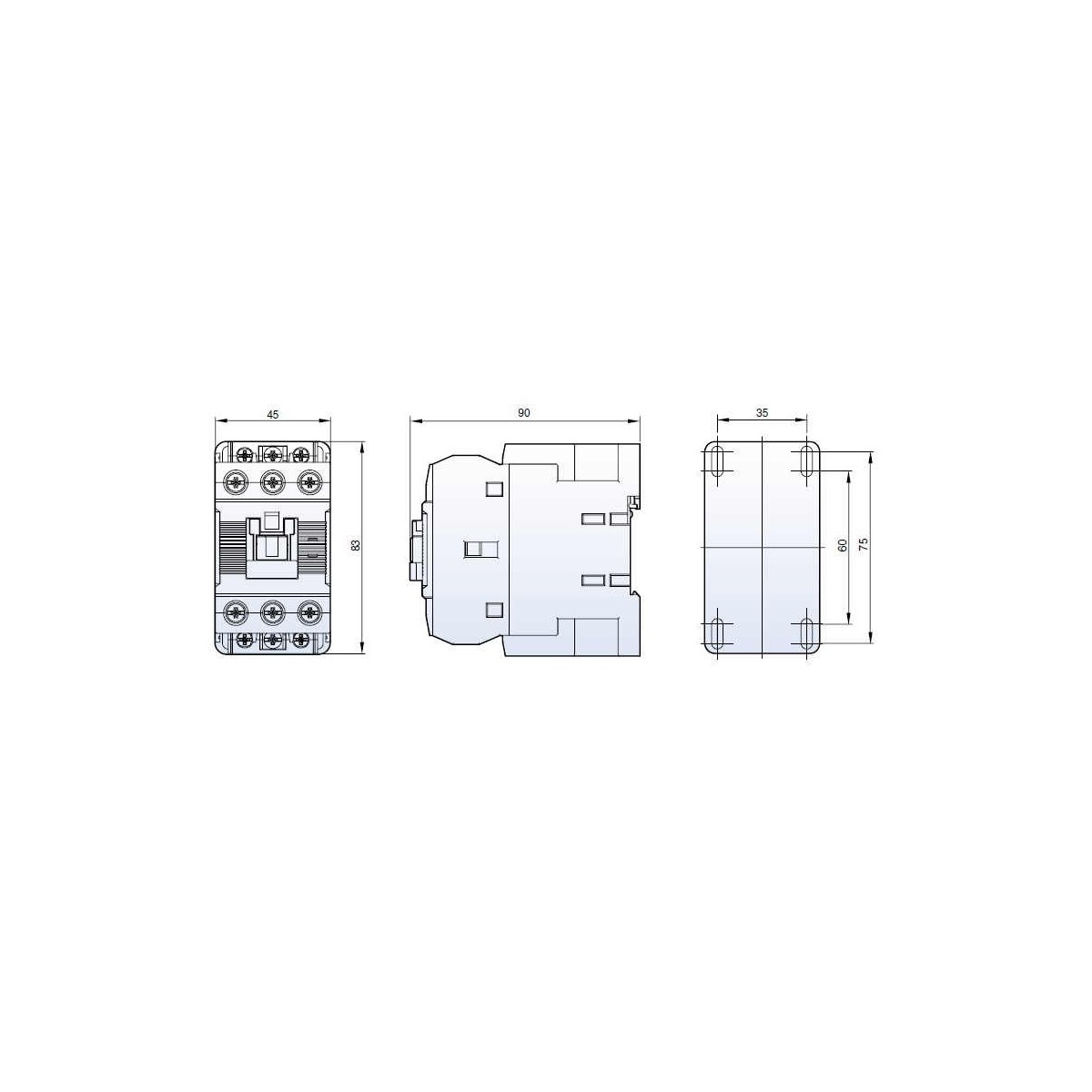 Contactor riel 3 polos 400V 32Amp 1NA 1NC Bobina 24Vac Ls