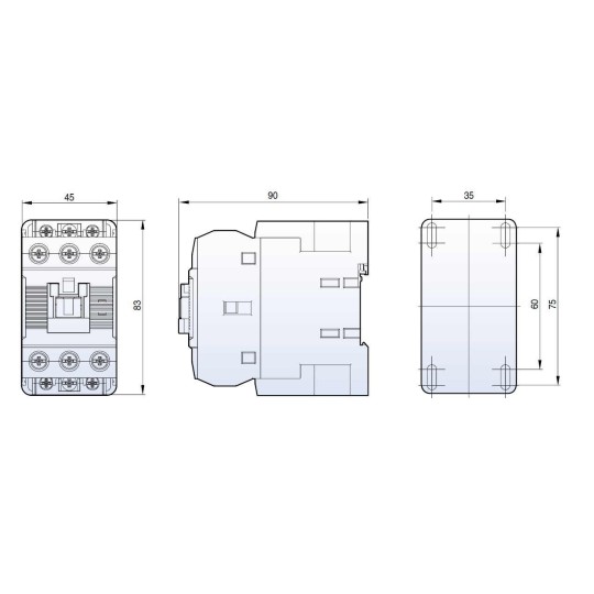 Contactor riel 3 polos 400V 32Amp 1NA 1NC Bobina 230Vac Ls