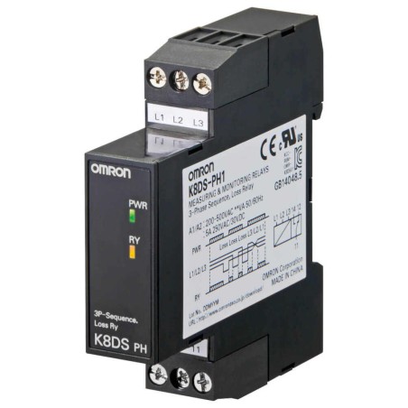 Rele monitor de secuencia o perdida de fases Trifasico Omron K8DSPH1