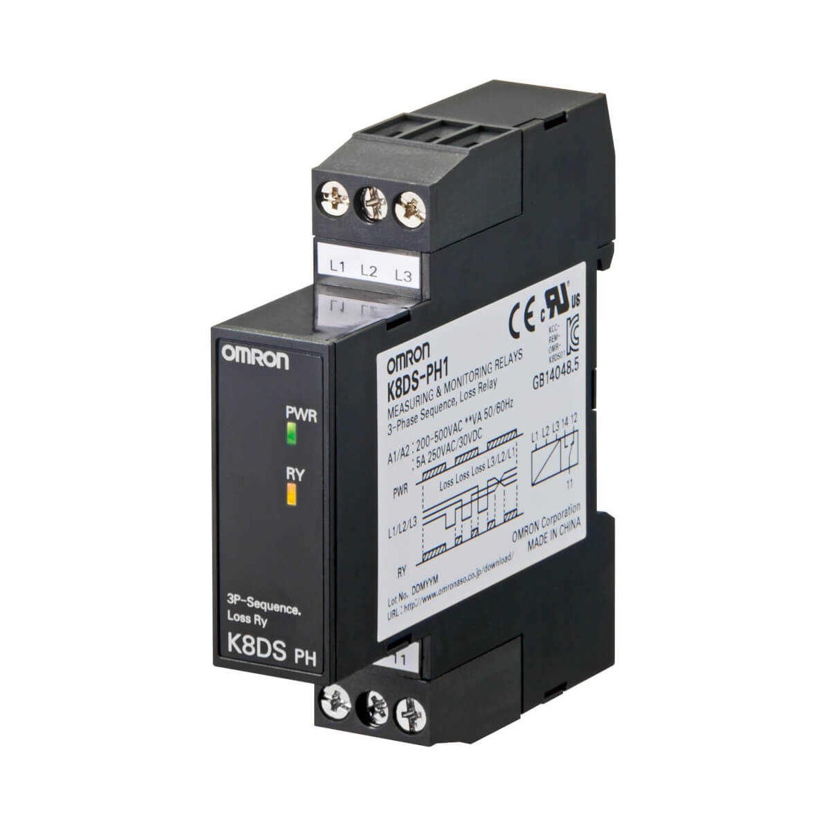 Rele monitor de secuencia o perdida de fases Trifasico Omron K8DSPH1