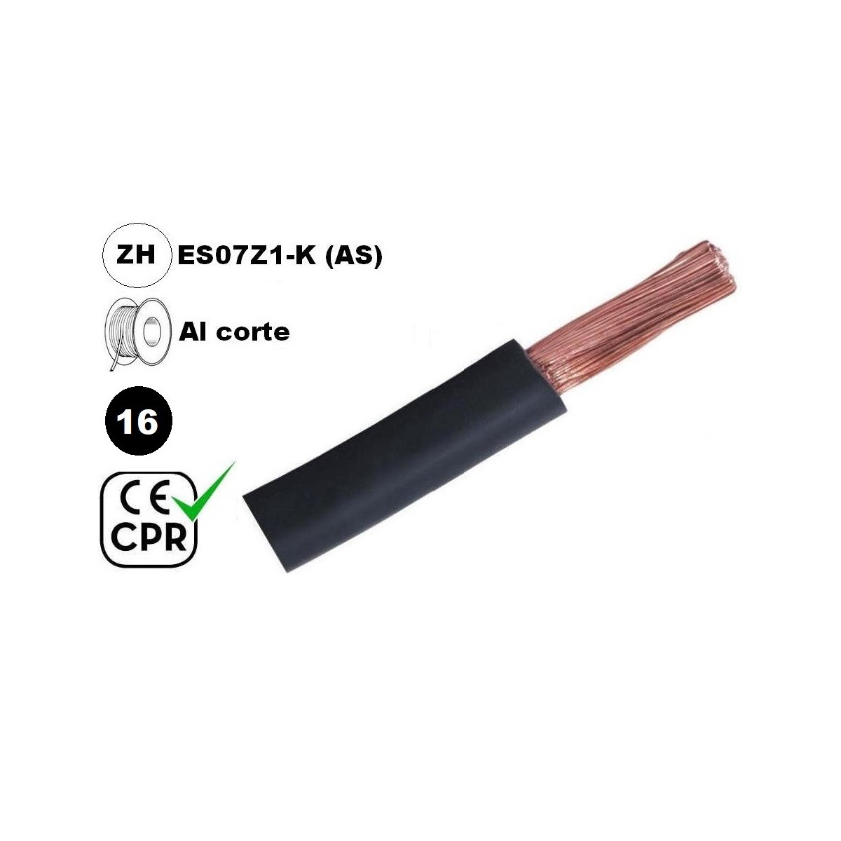 Cable flexible 1x16mm2 negro libre halogenos 750v CE CPR