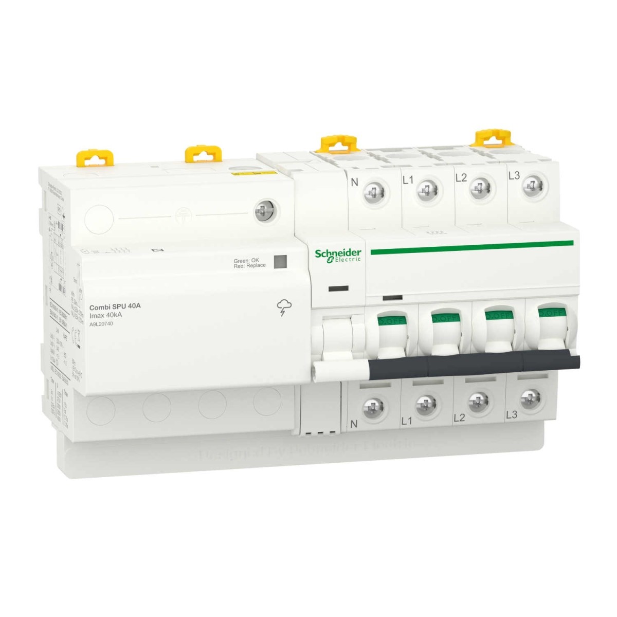 Protector sobretension transitoria y permanente 3P+N 40A Combi SPU Schneider