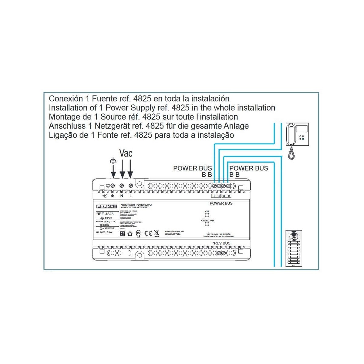 Alimentador + Filtro DIN10 24VDC 2.5A DUOX PLUS Fermax 4825