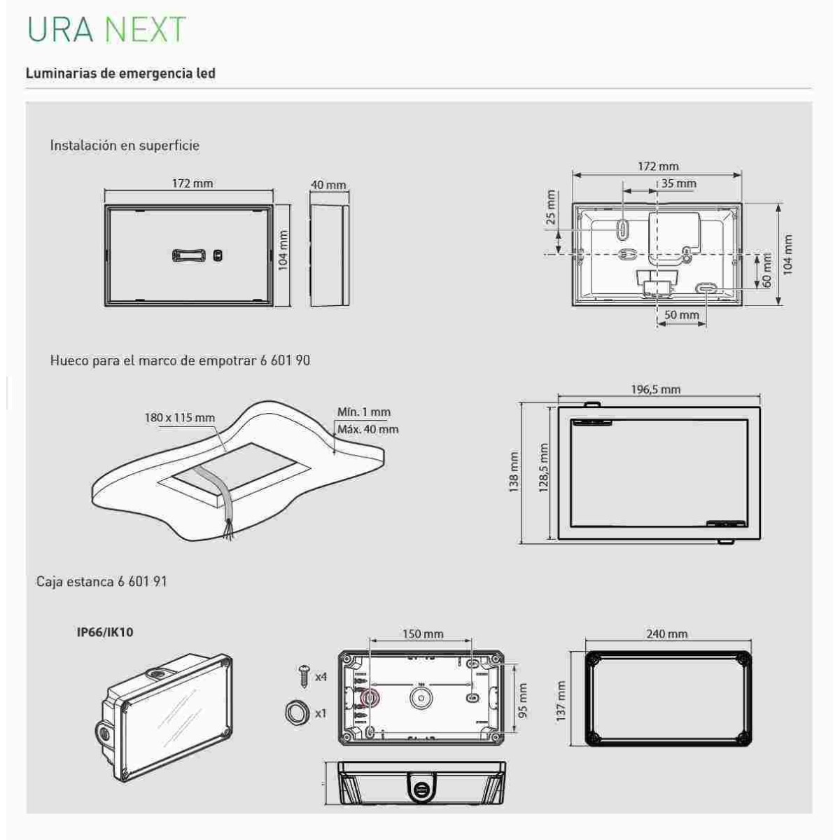 Emergencia Led Ura Next 70 Lumenes Legrand 660001