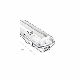 Pantalla estanca vacia IP65 para dos tubos LED 600mm Ecolux EC3643