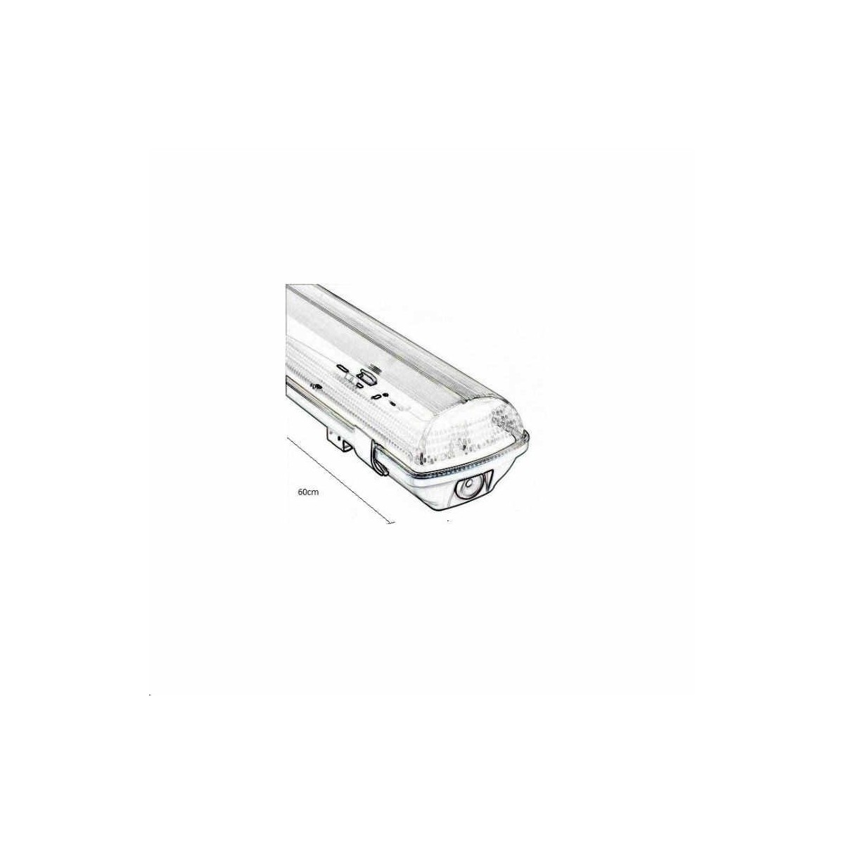 Pantalla estanca vacia IP65 para dos tubos LED 600mm Ecolux EC3643