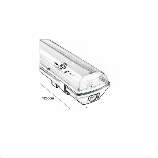 Pantalla estanca vacia IP65 para dos tubos LED 1200mm