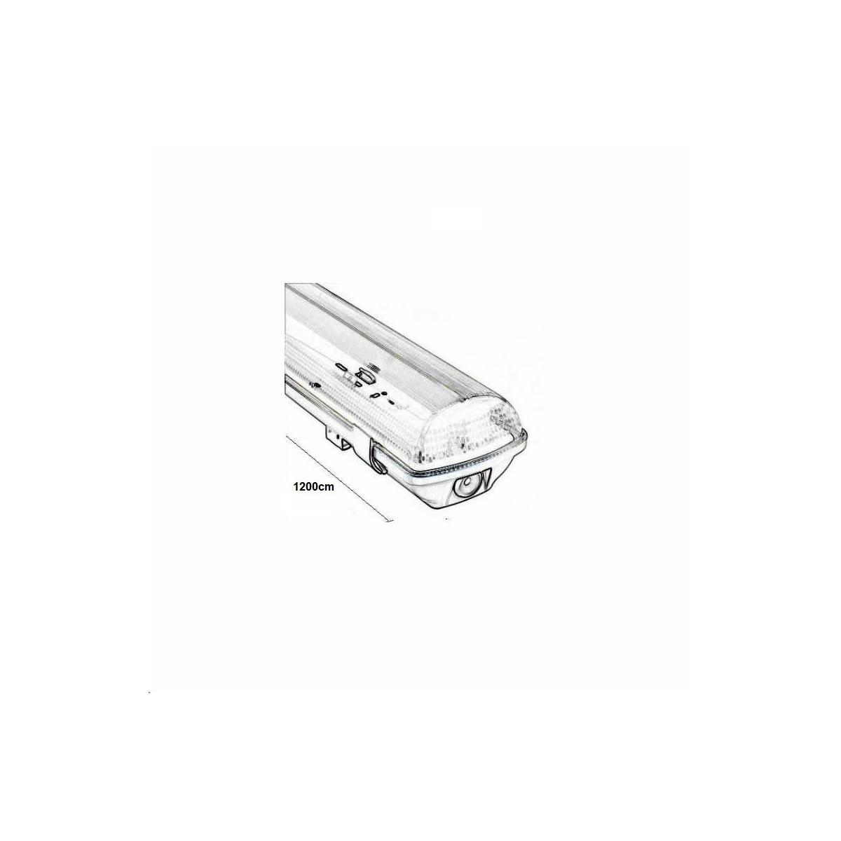 Pantalla estanca vacia IP65 para dos tubos LED 1200mm