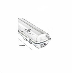 Pantalla estanca vacia IP65 para dos tubos LED 1500mm