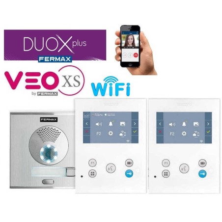 Kit videoportero color Wifi con 2 monitores VEO-XS DUOX PLUS de 4.3 Pulgadas Fermax KIT005