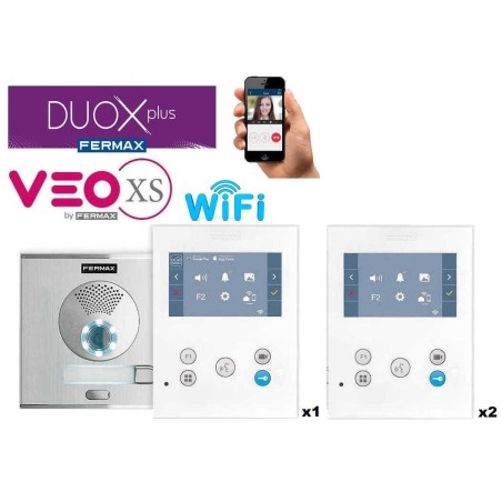 Kit videoportero color Wifi con 3 monitores VEO-XS DUOX PLUS de 4.3 Pulgadas Fermax KIT006