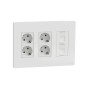 Kit puesto de trabajo empotrar 3 filas 4 schukos y 2 RJ45 blanco New Unica System+
